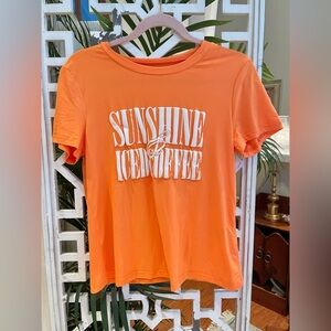 SHEIN Orange Sunshine & iced coffee Graphic Tee never worn